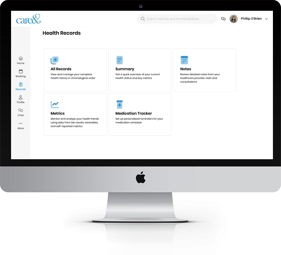 Care& health records dashboard